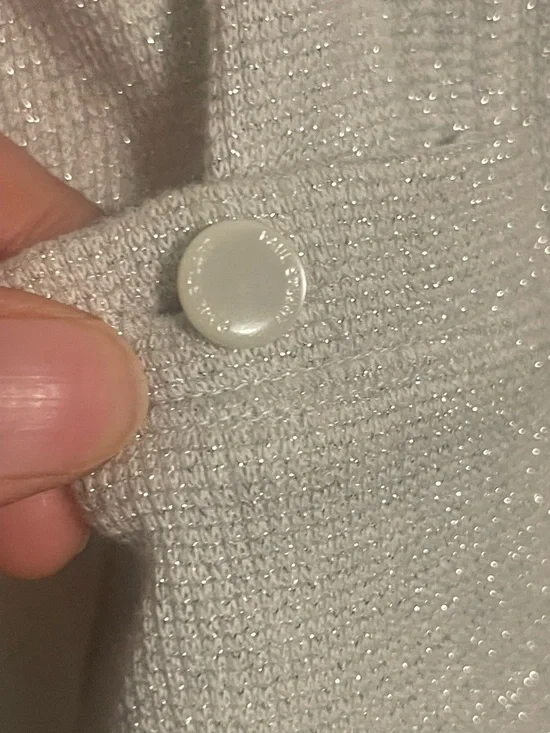 NWT Paul Stuart Japanese Cotton Blend Sparkle Cardigan - Size 6 - Grey/Silver - Picture 3 of 8